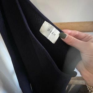 Dissh One Shoulder Ribbed Midi Dress in navy